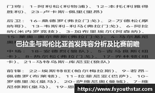 巴拉圭与哥伦比亚首发阵容分析及比赛前瞻